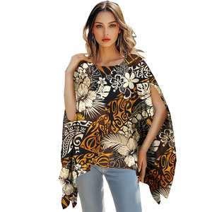 <span class=keywords><strong>Fleurs</strong></span> tropicales Style hawaïen chemisier décontracté et chemises dames chemisier de luxe conception tribale polynésienne taille unique couverture de plage - Product Image 3