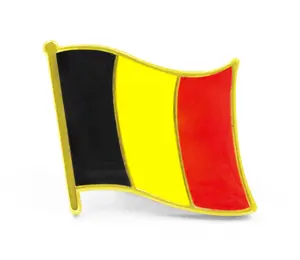 Factory Wholesale Custom Enamel Metal Double Friendship Brooch Lapel Badge National Map Country Belgium Flag Pin