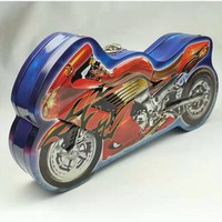 Boîte en étain en forme de grande moto à 2 roues avec serrure, cadeau de haute qualité pour enfants