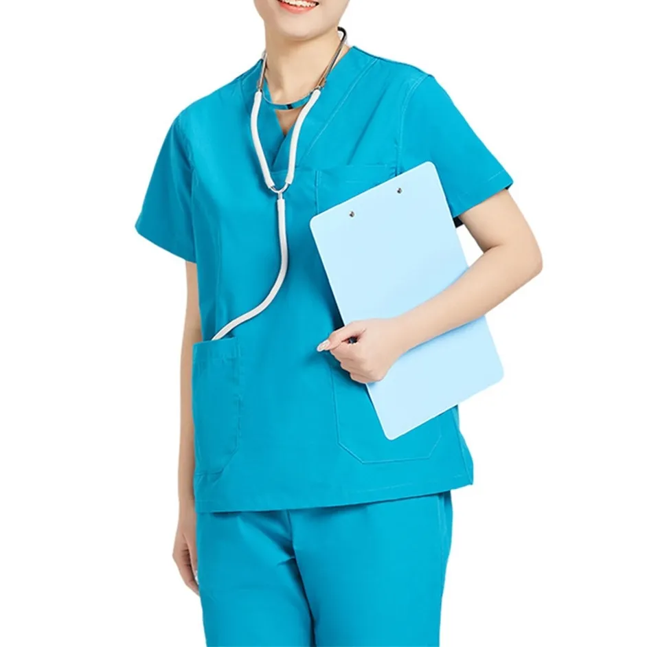 Rpet tessuto sostenibile ospedale scrub uniformi set infermiera Design elegante scrub medico uniformi set uniforme da infermiera