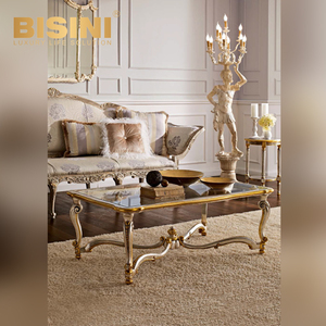 Lussuoso tavolo in legno massello retrò squisito tavolino da salotto intagliato Villa di fascia alta semplice in stile europeo - Product Image 1