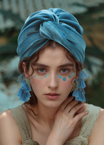 Couvre-chef en velours uni avec pompons pour femme, décontracté, pour le quotidien, les fêtes, le cyclisme, <span class=keywords><strong>tuban</strong></span> - Product Image 5