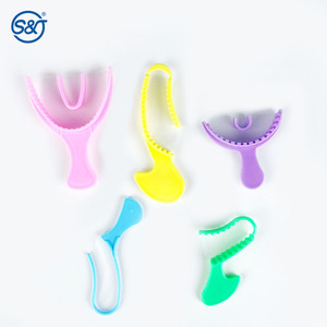 Plateau de morsure d'<span class=keywords><strong>impression</strong></span> dentaire en plastique manuel jetable coloré de SJ avec le filet en <span class=keywords><strong>nylon</strong></span> de maille - Product Image 1