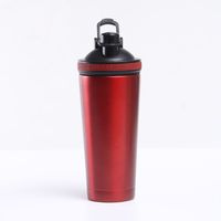 Nouveauté bouteille shaker à protéines personnalisée, tasse shaker à double paroi en acier inoxydable avec boule en métal
