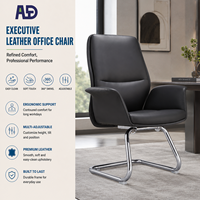 Chaise de Visiteur Exécutive Moderne en Cuir, Chaise de Bureau à Dossier Haut pour Conférence, Chaise d'Invité avec Accoudoirs Rembourrés, Base Cantilever Chromée