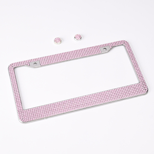Accesorios para Automóviles, Marco de Matrícula de Acero Inoxidable con Diamantes de Imitación Rosados, Cubierta para Placa de Matrícula - Product Image 5