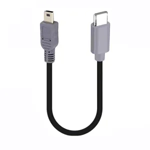 نوع C (USB C) لذكر ميني USB 5 دبوس الذكور على الحركة والتنقل البيانات محول محول كابل OTG USB C إلى البسيطة B الحبل