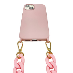 Ốp Lưng Điện Thoại Màu Acrylic Bán Sỉ Từ Nhà Máy Cho Samsung S23 Cho <span class=keywords><strong>Iphone</strong></span> 14 13 12 Pro Với Dây Chuyền Điện Thoại Hạt Acrylic Màu Hồng - Product Image 5