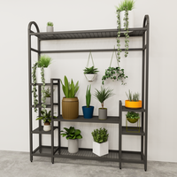 Support à fleurs en métal noir moderne et simple pour balcon, idéal pour les maisons contemporaines