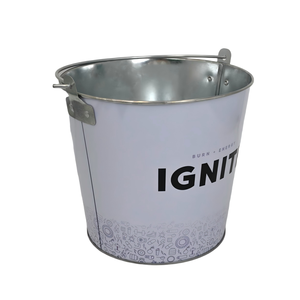 Cubo de Hielo de Metal Galvanizado Gris Claro con Logotipo Personalizado, con Asa Abatible, para Enfriar Bebidas, para Promoción de Marca - Product Image 1