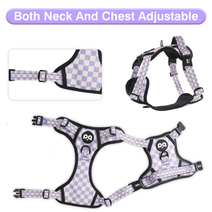 新デザイン ノープル チェック柄 犬用ハーネス 首輪 リード 蝶ネクタイ セット カスタムロゴ入り ネオプレン ポリエステル 高級犬用ランニングハーネスセット - Product Image 2