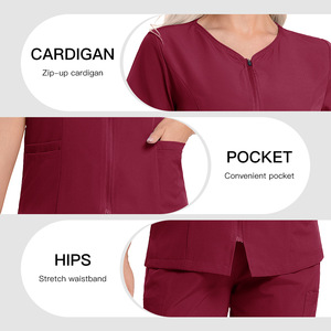 Zippered V Neck Scrub Suit Set Unisex Moisture Wicking Hospital Uniform Multi Color Casual Comfortable Breathable - Product Image 4