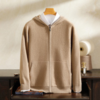 Cardigan zippé haut de gamme TAIYI 100 % cachemire pur pour homme, ensemble pull tricoté épais à couche d'air pour l'hiver, couleur unie, tendance