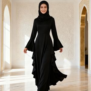 New Design Ruffle Abaya <b>Dress</b> <b>for</b> Muslim <b>Women</b> Casual Modest Fashion High Quality Fabric Supplier - Product Image 3