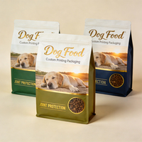 Sacs en papier kraft personnalisés pour aliments pour animaux de compagnie, fond plat, imprimés, refermables avec fermeture éclair, pour le stockage de friandises pour chiens et chats, emballage en gros