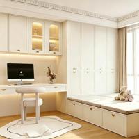 Ensemble de meubles de chambre tout-en-un sur mesure avec lit tatami autoportant, armoire intégrée et bureau, gain de place, pour villas et petits appartements