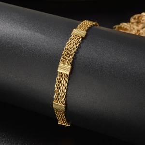 fine bangle pure <b>copper</b> crafted delicate multi strand woven mesh bulk wholesale 18k gold plated fashion chain link <b>bracelet</b> - Product Image 1