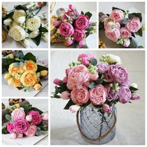 Flores artificiales de peonía, rosa de té, camelia, flores de seda falsas para decoración de bodas, hogar y jardín. - Product Image 2