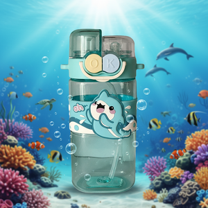 แก้วน้ำพลาสติกเด็กน่ารัก พร้อมสายสะพายสำหรับนักเรียน ล้างในเครื่องล้างจานได้ ดื่มได้โดยตรง เหมาะสำหรับโรงเรียนและการตั้งแคมป์ - Product Image 5