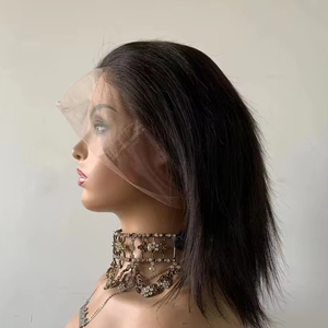 DX133 Stock Black Short Kinky Straight <strong>Wig</strong> for Braiding <strong>Outer</strong> <strong>Wigs</strong> Afro Kinky Yaki Human Hair <strong>Wigs</strong> 360 Full Lace - Product Image 3