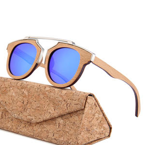 Lunettes de soleil effet bois UV400 polarisées avec verres TAC, monture ronde unisexe, protection solaire, pour voyage, conduite et mode W5622 - Product Image 4