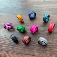 Cincin Kaca Buatan Tangan Universal Retro Vintage Perhiasan Modis Trendi Unisex Cincin Kulit Asli Lebar untuk Pasangan