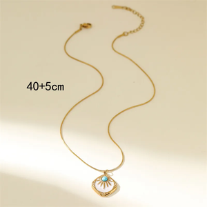 Black Geometric Square Turquoise Pendant <b>Necklace</b> With Snake Bone Clavicle Chain Women Jewelry Sunlight Oil Drop Effect - Product Image 5