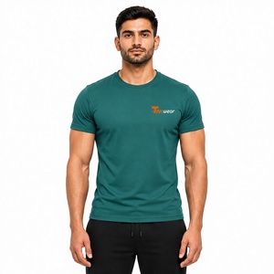 Training Gym T-Shirt <b>Men</b> 100% Cotton 210gsm Slim Fit Short Sleeve Breathable <b>Stretch</b> Quick Dry Anti-Wrinkle Workout Tee Custom - Product Image 1
