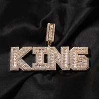 Plaque de nom personnalisée en laiton de haute qualité plaquée or avec zircon, pendentif lettre personnalisé, bijoux de fête hip-hop