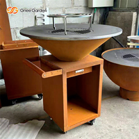 Barbecue extérieur moderne en acier, foyer à bois avec chariot pour usage commercial