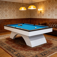 Mesa de Billar de Lujo con Base Curva de 9 pies y 9 Bolas, Superficie de Juego de Pizarra de 290*160cm, Mesa de Billar con Bolsillos de Goma para Sala de Juegos de Villa
