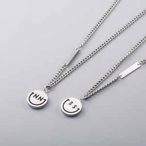 yunnique New Yao Yi Ban <b>Titanium</b> Steel Smiley Pendant Necklace Unisex Fashion Clavicle <b>Chain</b> Individualistic Trend Jewelry - Product Image 1
