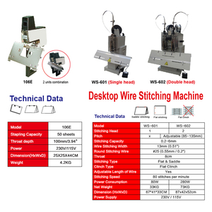 Ws602 đôi đầu giấy khâu máy yên khâu máy Dây khâu máy cho tập sách giấy - Product Image 5