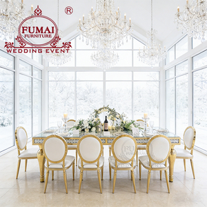 Exquisita Mesa Rectangular Moderna para Recepción de Bodas, con Cubierta de Vidrio Transparente y Decoración de Cristal, para Uso en Hoteles, Comedores y Exteriores - Product Image 2