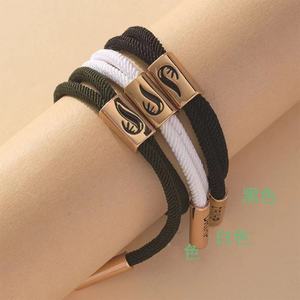 Adjustable Woven <b>Bracelet</b> Zinc Alloy Letter Pattern Unisex Fashion <b>String</b> <b>Bracelet</b> For Daily Wear Style 1 2 3 - Product Image 1