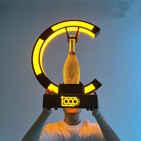 Présentoirs pour bouteilles de champagne en métal acrylique doré avec éclairage LED, personnalisables avec logo, pour discothèques, bars, salons, fêtes