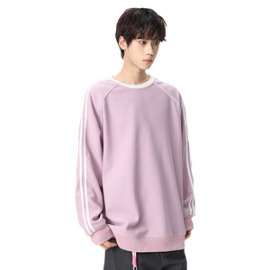 <span class=keywords><strong>Felpa</strong></span> da Uomo Stile Americano a Righe con Collo Rotondo e Maniche Raglan, Primaverile, in Misto Poliestere e Cotone, Antipiega, Casual e Comoda - Product Image 5