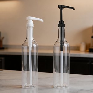 Distributeur de sirop, pompe à café, bouteilles rondes en plastique de 750 ml/25,4 onces, pour sauces, condiments et boissons de cuisine - Product Image 5