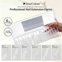 Moule à ongles double transparent avec marquages gradués, réutilisable, pour extensions d'ongles, livraison rapide, vente en gros pour salons de manucure et DIY