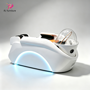 Lit de lavage de cheveux électrique de luxe en fibre de verre avec massage et lumière LED pour salon de coiffure, barbier et spa - Product Image 5