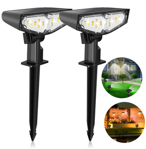 ไฟสปอตไลท์ LED พลังงานแสงอาทิตย์แบบชาร์จไฟได้ กันน้ำ IP66 ใช้แบตเตอรี่ AA/AAA จำนวน 2 ชุด พร้อมเซ็นเซอร์ควบคุมแสง สำหรับสวนกลางแจ้ง ลานบ้าน และภูมิทัศน์ - Product Image 1