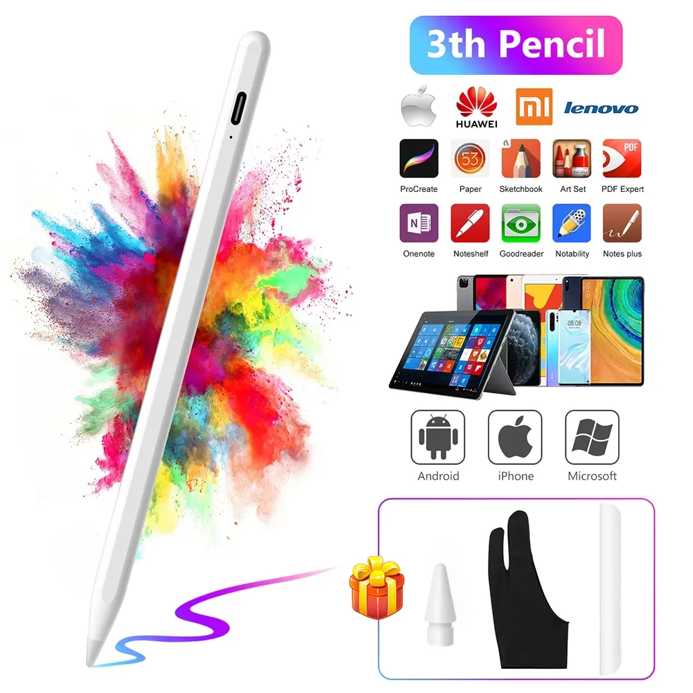 Penna stilo capacitiva per apple smart ipad pro matita bianca carica magnetica 2a generazione