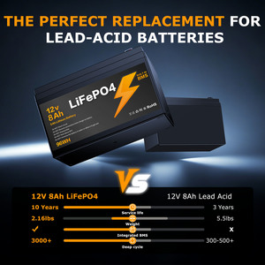 Batterie rechargeable au lithium-ion LiFePO4 12V 8Ah certifiée CE RoHS, remplacement du plomb-acide, 96Wh, entrepôt Allemagne - Product Image 2