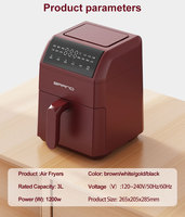 Nouvelle conception 3.0L 120V grille-pain four de cuisson numérique Portable Mini friteuses à air électriques petites grilles Homeuse