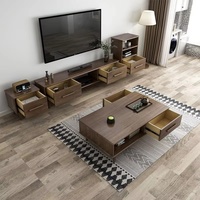Table basse de style antique moderne, meuble TV avec pieds en bois massif, meuble TV en chêne