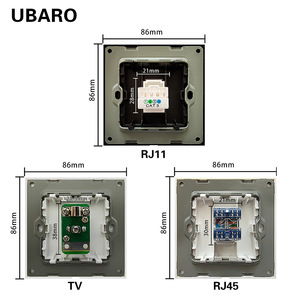 Prise téléphonique et informatique Ubaro 86 avec panneau en verre trempé, prise réseau Cat6 RJ45 pour installation murale - Product Image 2