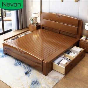 Ensemble de lits en bois massif classique chinois 2021 pour chambres à coucher, lit double pour adultes, cadre en bois avec rangement - Product Image 1