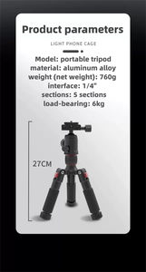 Mini trípode de escritorio Trípode de cámara de aluminio de 20 "con cabeza de bola de 360 ° Placas QR tipo <span class=keywords><strong>Arca</strong></span> para videocámara de cámara DSLR - Product Image 6