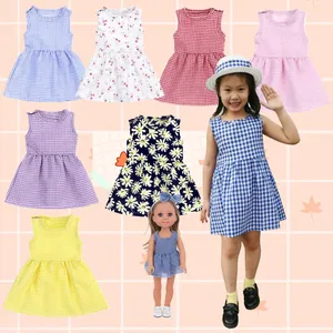 2024 painted design children casual dress 0 to 6 years old children and doll fashions dresses latest style children hot party dr