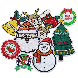 Dessin animé noël Badge autocollants broderie patchs pour enfants vêtements fer sur Patch brodé vêtements chapeaux patchs pour vestes